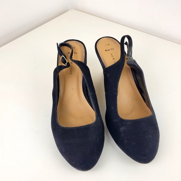 NEW look wide feet wedge sandals size 9 black shoes suede - Picture 4 of 16